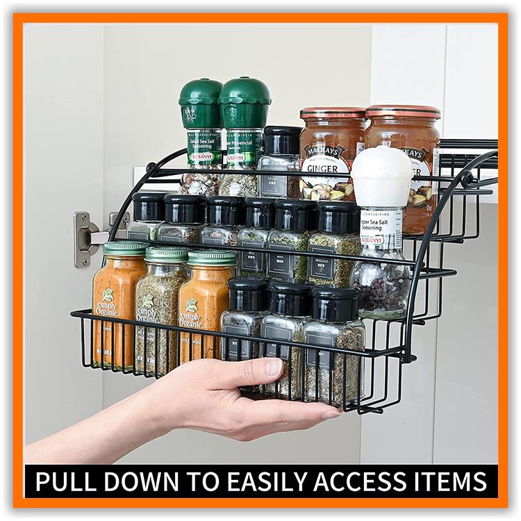厨房香料架调味料收纳架打孔壁挂式置物架Spice rack拉伸三层架子