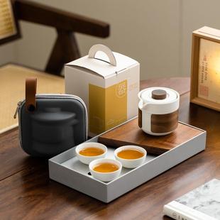 户外旅行茶具一壶三杯小套装 便携式 户外车载功夫茶具泡茶壶快客杯
