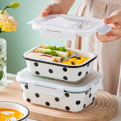 可微波炉加热专用碗上班族带饭餐盒陶瓷饭盒带盖子密封盒分隔保鲜