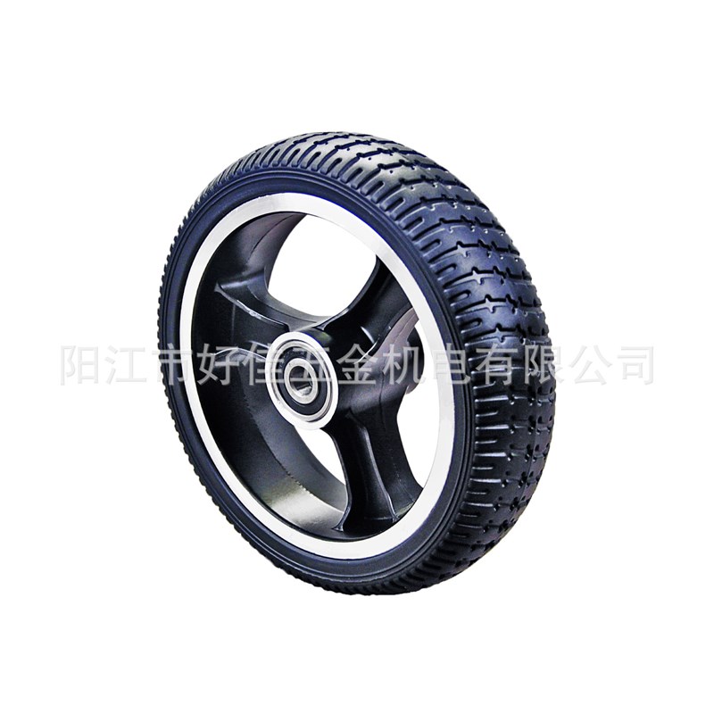 源头工厂产品170X44静音双轴承铝合金轮毂AGV机器人从动橡胶脚轮