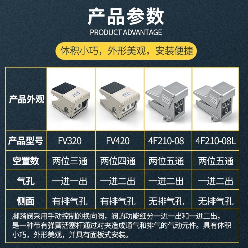 气动脚踏开关4F210-08LG脚踏阀FV420气缸控制换向阀换气阀门FV320