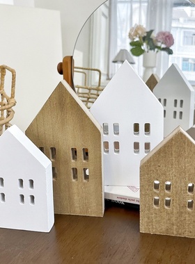 跨境田园风情木质微缩木屋装饰品新创意家居摆设书房小木屋工艺品