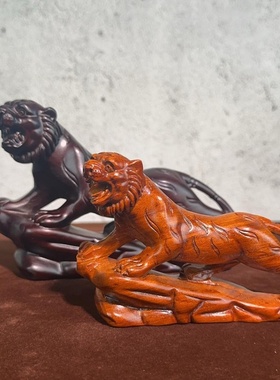 2025新款花梨木雕生肖虎摆件实木上山虎工艺品奢华装饰家居