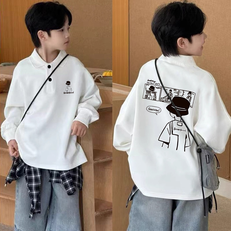 男童纯棉POLO衫长袖t恤2025新款儿童中大童秋季酷帅翻领打底上衣,童装/婴儿装/亲子装,儿童POLO衫,淘宝优惠券,粉丝福利购,淘宝优惠卷