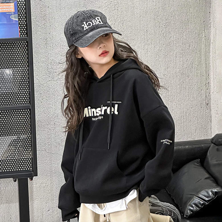 女童卫衣秋季宽松2025中大童休闲韩版长袖洋气儿童秋冬连帽加绒潮