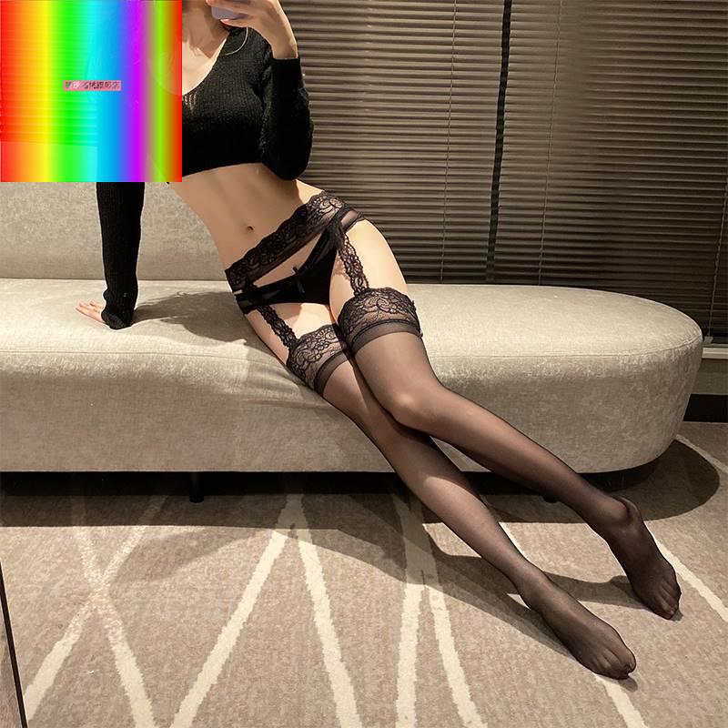 白丝女吊带蕾丝过膝袜纯欲夏网袜黑丝性感渔网丝袜女长筒高筒红边
