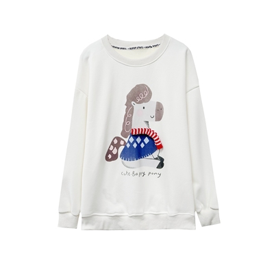 【小田tia专享】加绒加厚 围巾木马 大版圆领卫衣女