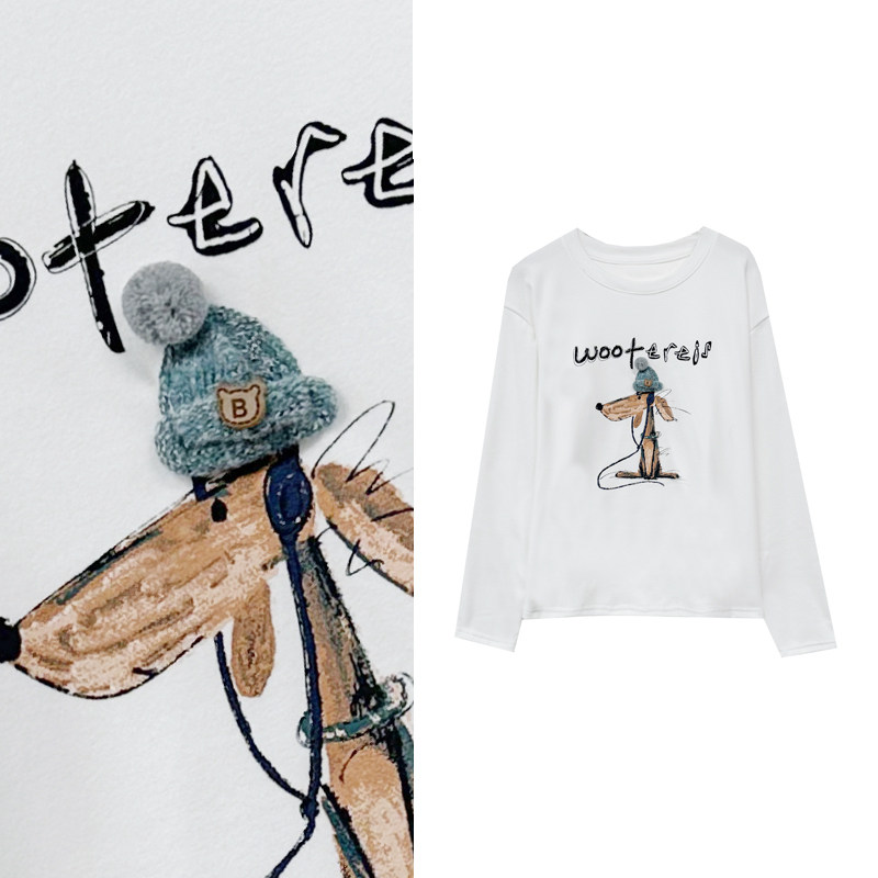 【小田tia专享】双面德绒 JU舒服 休闲卡通~百搭打底衫T恤女