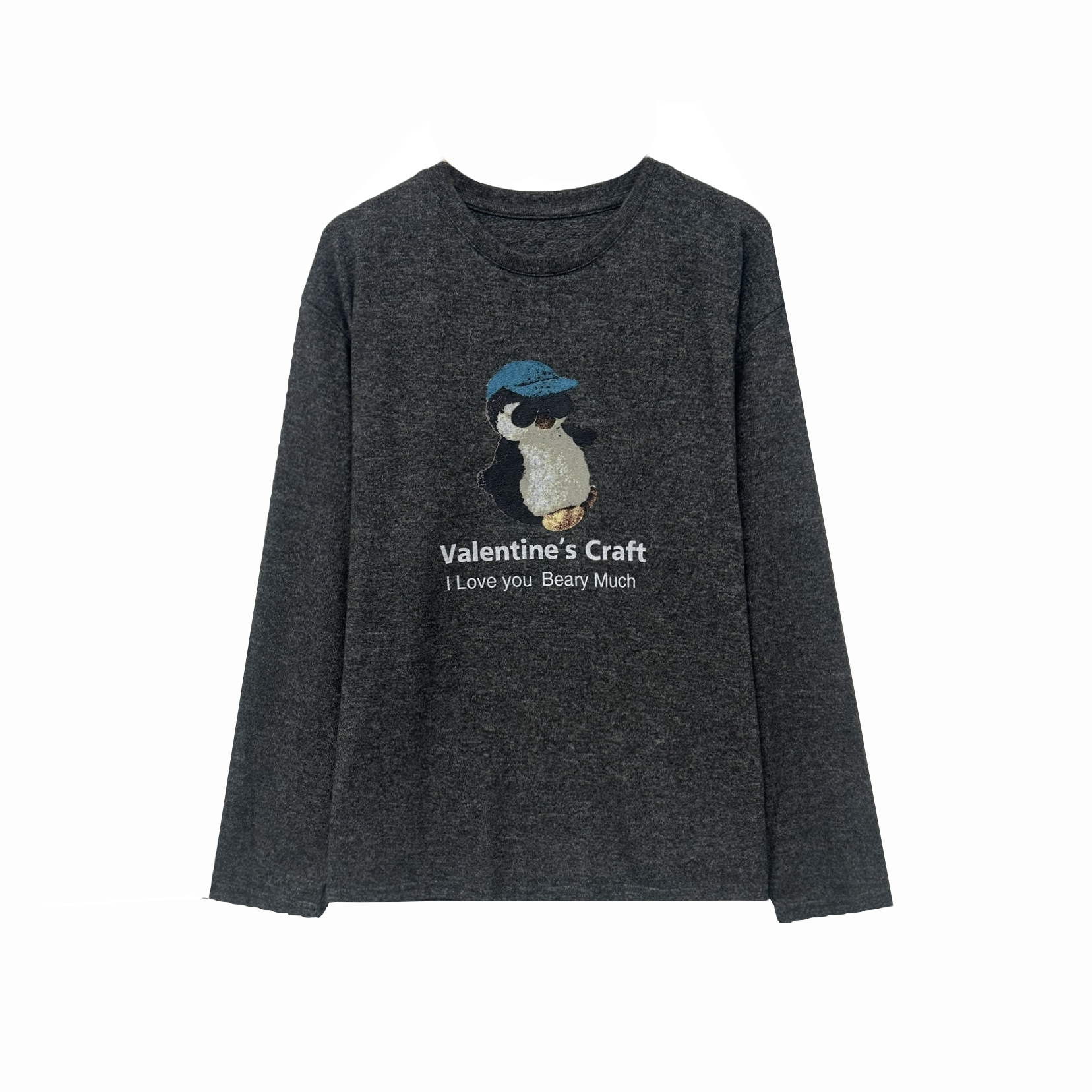 【小田tia专享】JU舒服 蓝帽企鹅 绒感 慵懒风长袖T恤女