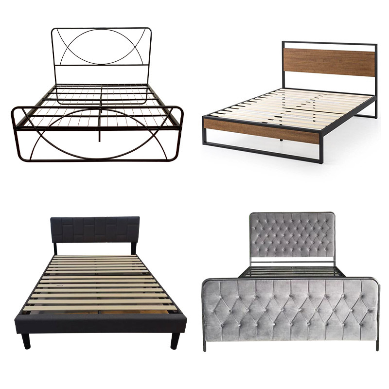 跨境铁艺床双人床定制 现代简约金属铁架床家用钢架床宿舍单人床