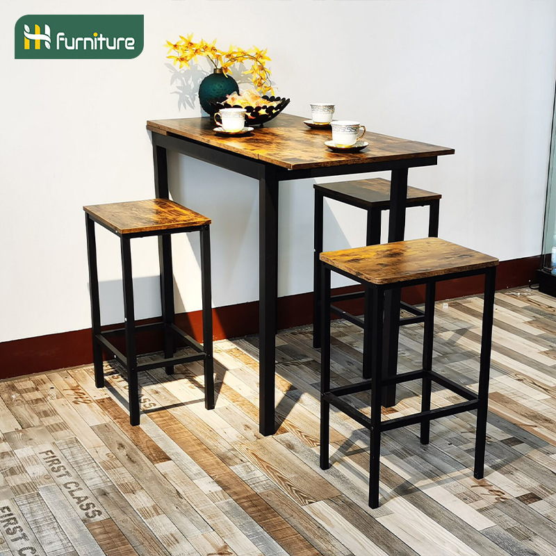 吧台桌咖啡桌餐厅酒吧桌椅奶茶店餐椅组合岩板伸缩餐桌椅子圆桌