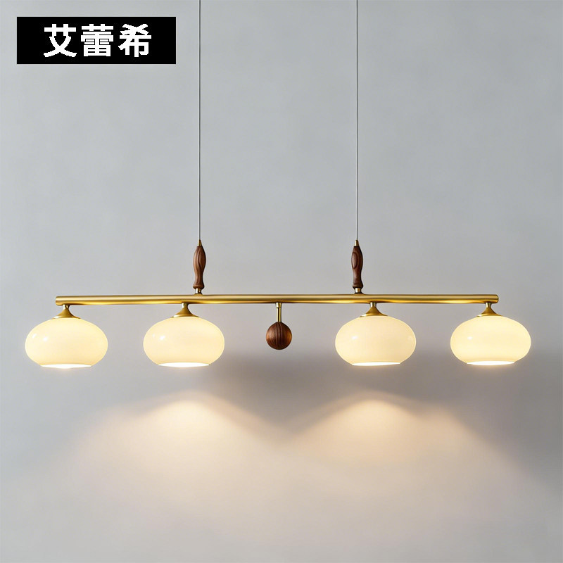 南洋风复古全铜一字餐厅吊灯