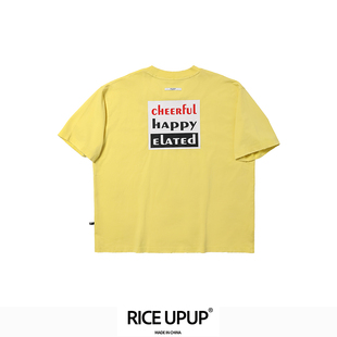 RICEUPUP“高兴笑脸”黄色笑脸印花T恤