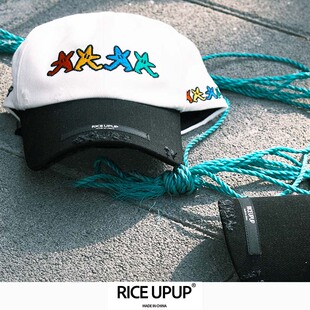 Riceupup“星朋友”黑白拼接刺绣破坏男女同款大头可戴棒球帽