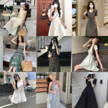 HM2025夏新款碎花连衣裙女小个子纯欲风收腰显瘦包臀裙