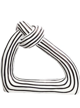 现代简约创意白黑条纹扭结树x脂摆件样板房家居玄关客厅软装饰品