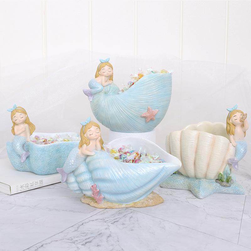 摆件创意品家居收纳树脂装饰北欧盒桌面客厅摆设玄U关钥匙美人鱼,家居饰品,装饰摆件,淘宝优惠券,粉丝福利购,淘宝优惠卷