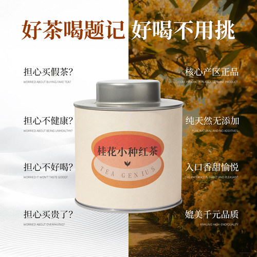 【送礼袋】福建武夷山桂花红茶正山小种夏日养胃罐装60g赠试喝装