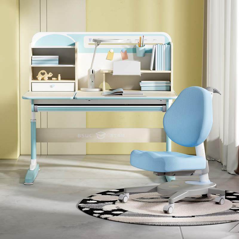 博士有成 儿童学习桌 小学生家用书桌子儿童实木书桌课桌椅套装