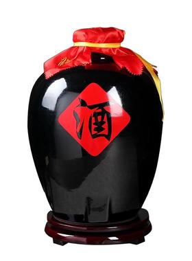 景德镇陶瓷酒坛子10斤20斤30斤B50斤酒缸黑色罐密封家用泡酒瓶精