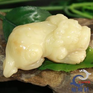 寿山石手件国石真品 芙蓉冻石 手工石雕貔貅手把件R【裕和轩】A7-