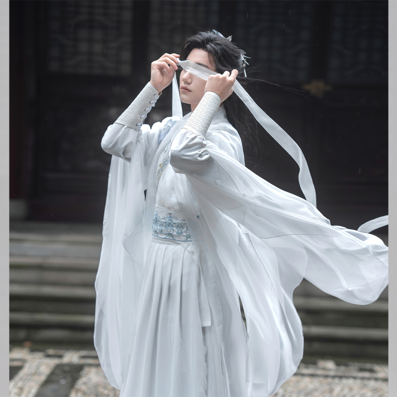 云歌霄臺(tái)【云夢澤】原創(chuàng)漢服男古風(fēng)仙氣白色飄逸日常男女刺繡俠客