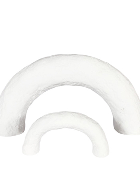 现代简约树脂黑白色拱形几何摆件创意家居样板房客厅X玄关软装饰