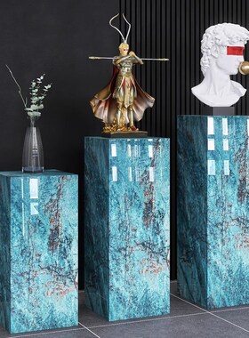 客厅岩板落地式花架子阳台轻奢高级感装饰品置物R架大理石摆件底