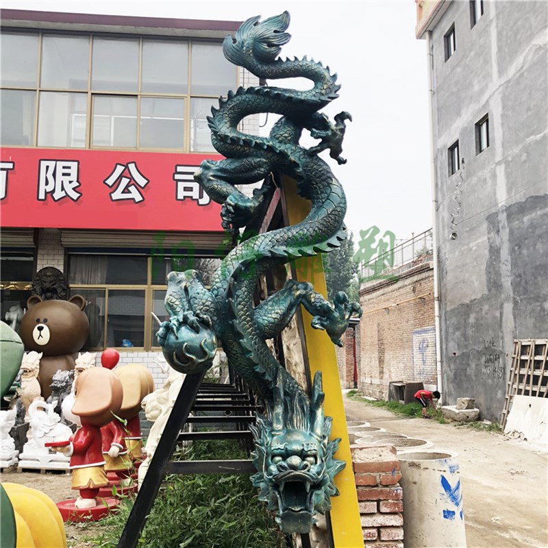 神龙玻璃钢雕塑 中国龙金龙墙上挂件 仿铜可N吐水青龙模型墙饰雕