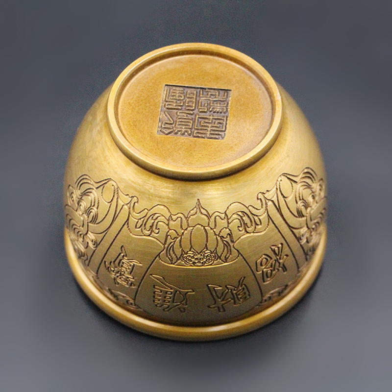 极速铜缸摆件纯铜招财百福缸聚宝盆存钱J罐创意烟缸客厅风水居家