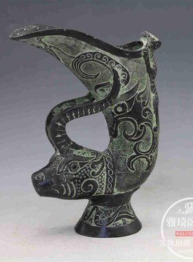 处理仿古青铜器十二生肖酒杯牛A羊酒樽古玩收藏杂项 工艺品摆件