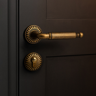 法式 卧室门锁室内房间o复古门把手古铜色仿古木门锁磁吸静音房门