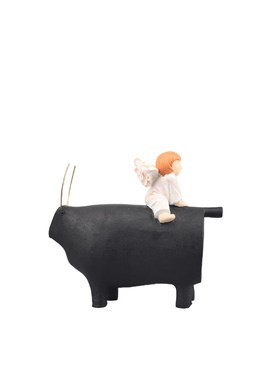 北欧创意牧童骑牛树脂摆饰客厅卧室儿童J房电视柜样板房家居装饰