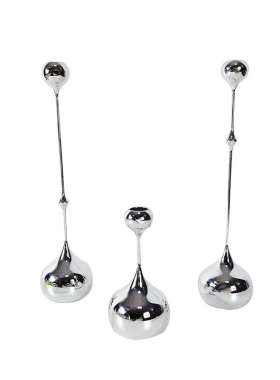 电镀不锈钢烛台j摆件家居餐桌装饰品桌面三件套轻奢金属水滴蜡烛