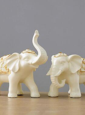 招财大象摆件一对高档创意家居玄关办公室桌面酒柜客厅装饰品摆设