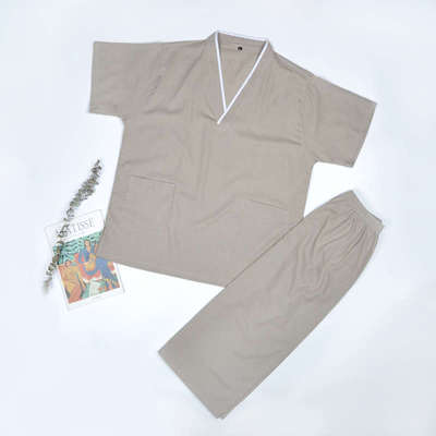 睡衣洗浴服七分款桑拿高档按摩情侣款裤服服男汗女服家居服亚麻蒸