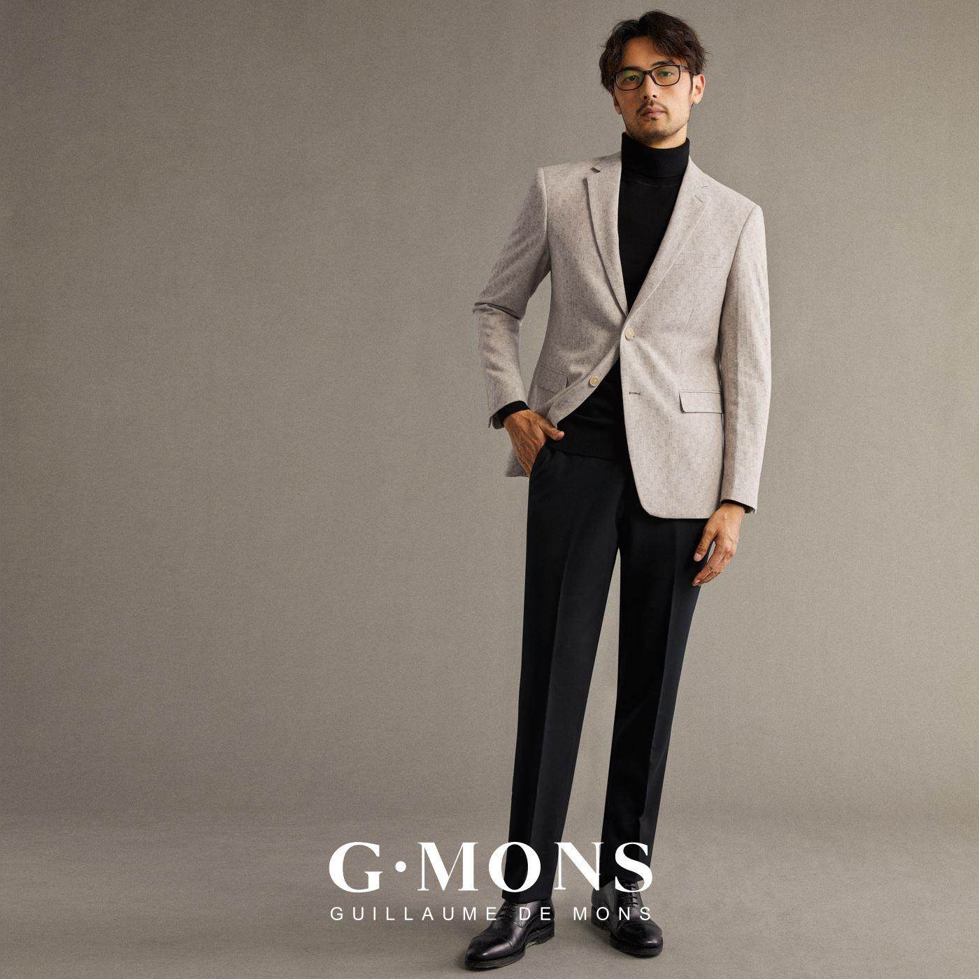 吉约蒙西装男外套浅咖色暗格纹毛呢西服上衣修身商务休闲单西冬季