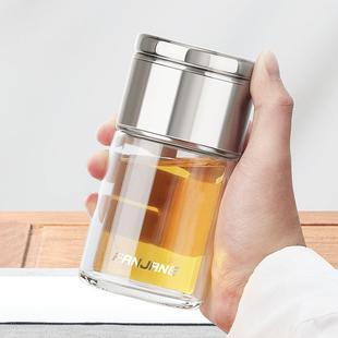 办公室迷你便携茶水分离泡茶杯双层玻璃杯女花茶杯子礼品 繁简男士