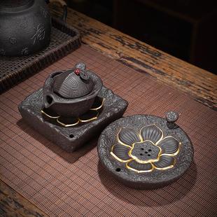 复古壶托托盘高端养壶茶垫 创意莲花紫砂壶承干泡台家用小型储水式