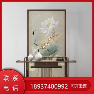 遮挡隔断客厅进门卧室屏风新实木禅意荷花入户正对大门 家用中式