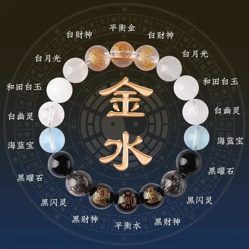 旺财运手链2025五行天然水晶补喜用金水火土水木手串缺男女款多宝