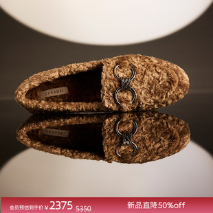 CASADEI/卡桑蒂【12期免息】新品 平底乐福鞋豆豆鞋一脚蹬毛毛鞋