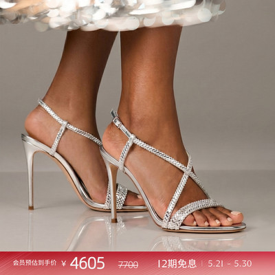 CASADEI/卡桑蒂【26新品】Josephine交叉绑带高跟凉鞋 水钻装饰