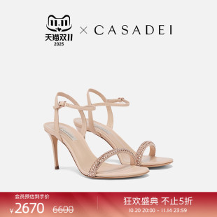 饰高级感一字带高跟凉鞋 优雅水钻装 卡桑蒂JULIA时尚 CASADEI