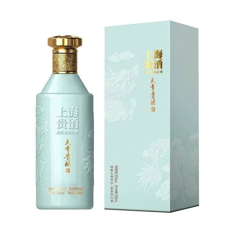 2021年上海贵酒天青贵酿53度酱香型白酒 500ml*6瓶高档礼盒装