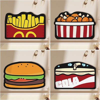 新款 卡通汉堡包硅藻泥软垫浴室地垫洗手间门口防滑吸水脚垫淋浴