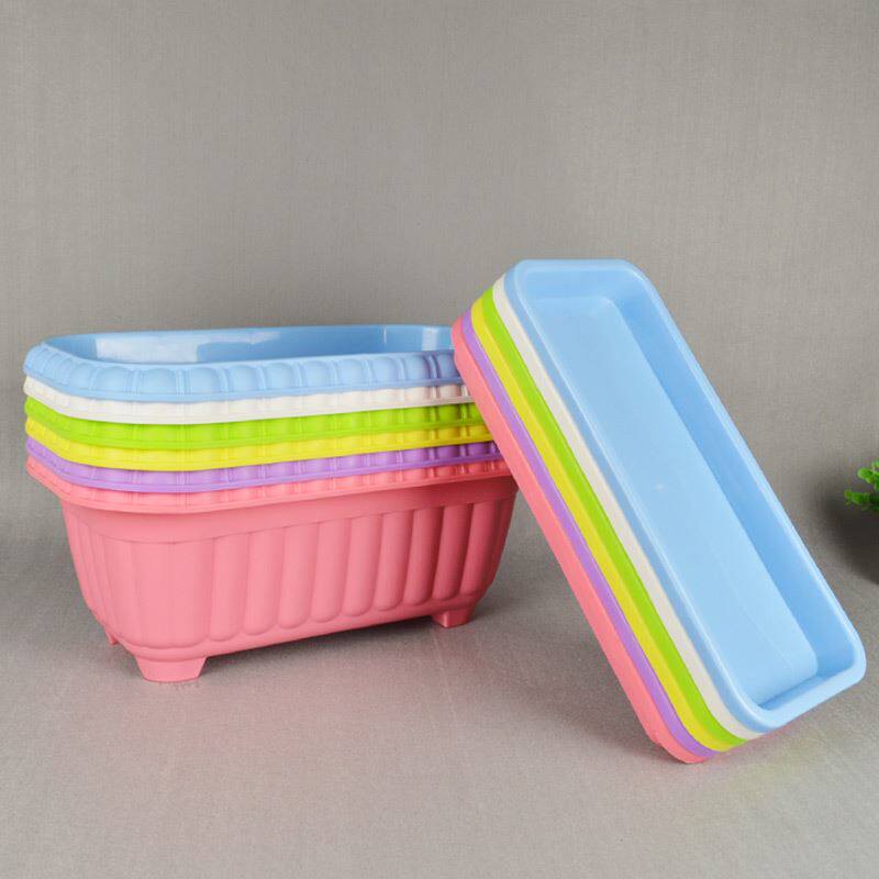 德沃多肥料塑料长方形花盆阳台霍伦种菜盆花瓣盆树脂加厚室内绿萝