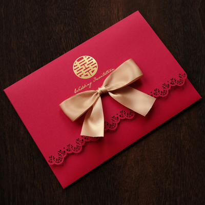 结婚请柬喜帖 2021定制婚礼 镂空喜帖邀请函请帖 婚礼喜帖10个装