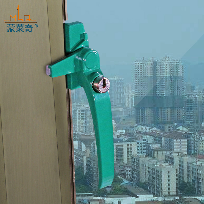 38型带锁执手铝合金门窗把手平开窗执手上悬窗拉手配件窗户锁扣