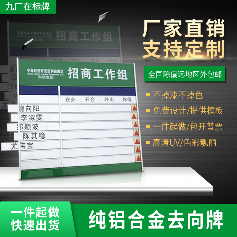 带照片办公室人员去向牌铝合金出勤公示指示牌单位工作岗位动态栏